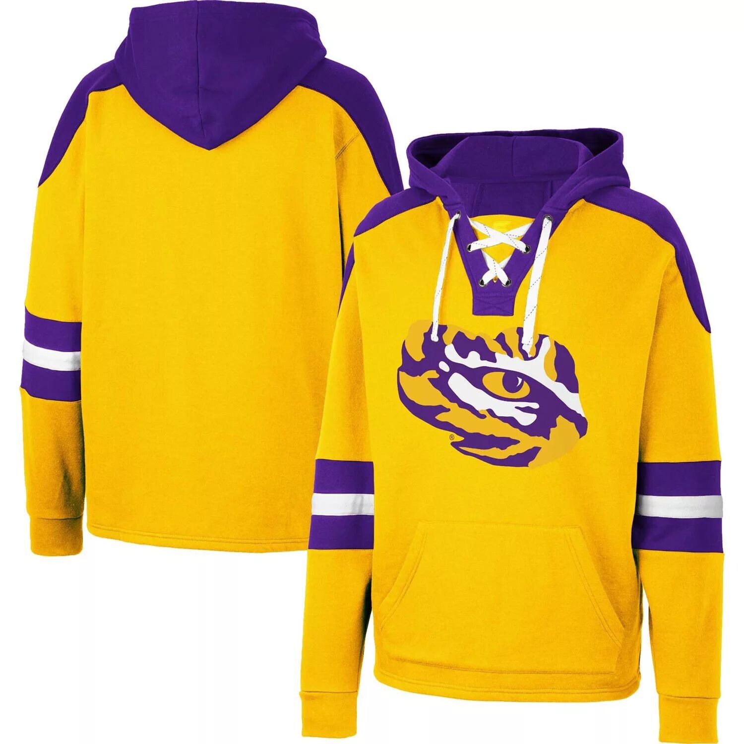 

Мужской золотой пуловер с капюшоном LSU Tigers на шнуровке 4.0 Colosseum, Желтый