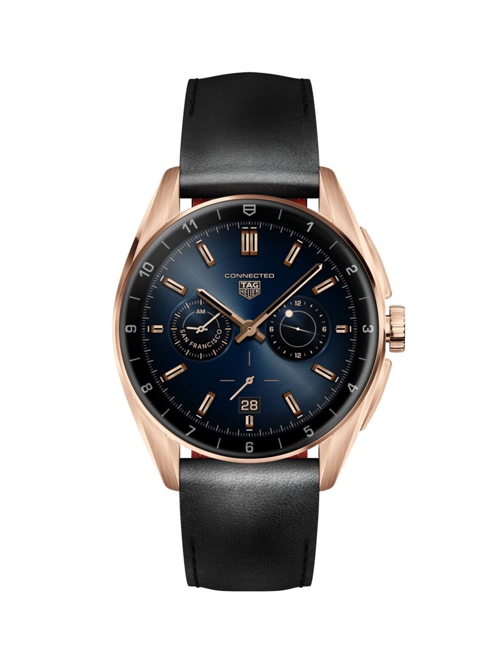 

Смарт-часы Connected Calibre E4 Golden Bright Edition из нержавеющей стали и кожи цвета розового золота/42 мм TAG Heuer, синий
