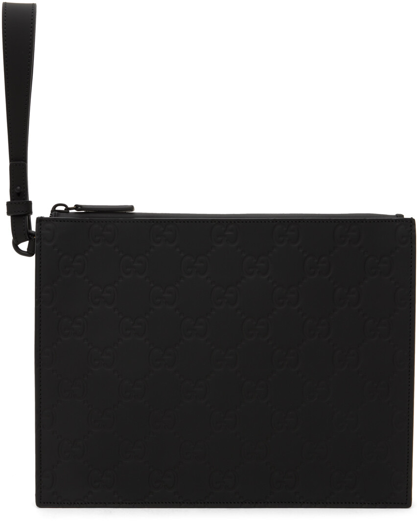

Черный клатч с резиновым эффектом GG Gucci