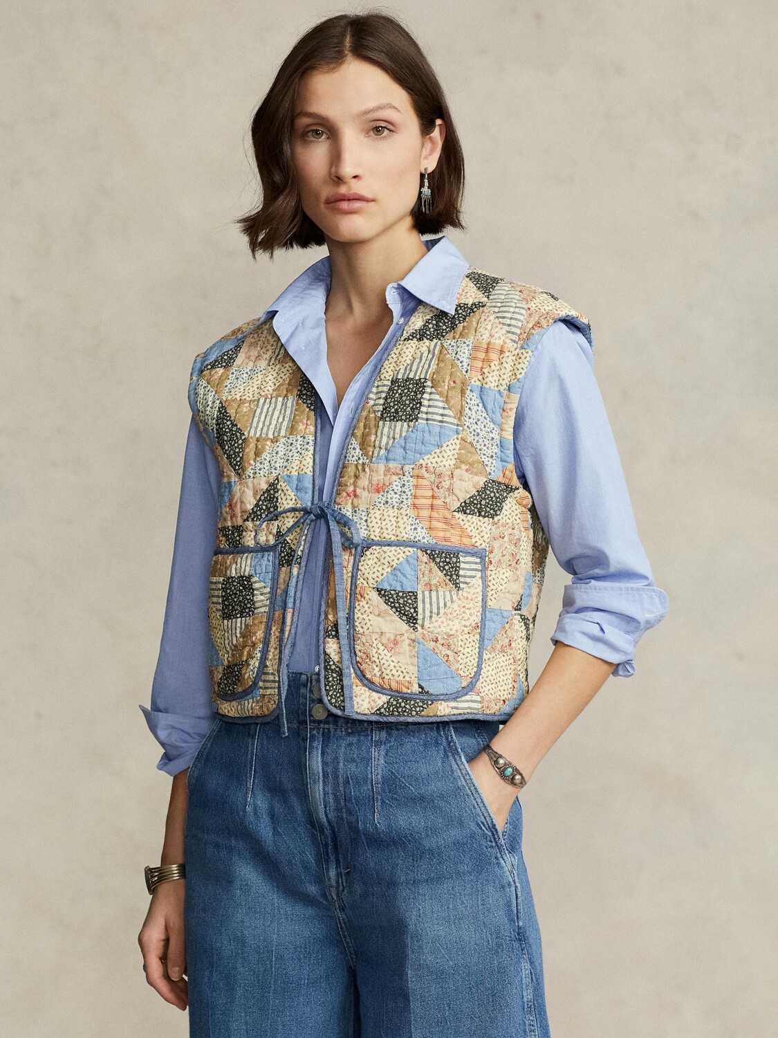 

Двусторонний жилет Ralph Lauren Joan в стиле пэчворк, цвет мульти/шамбре