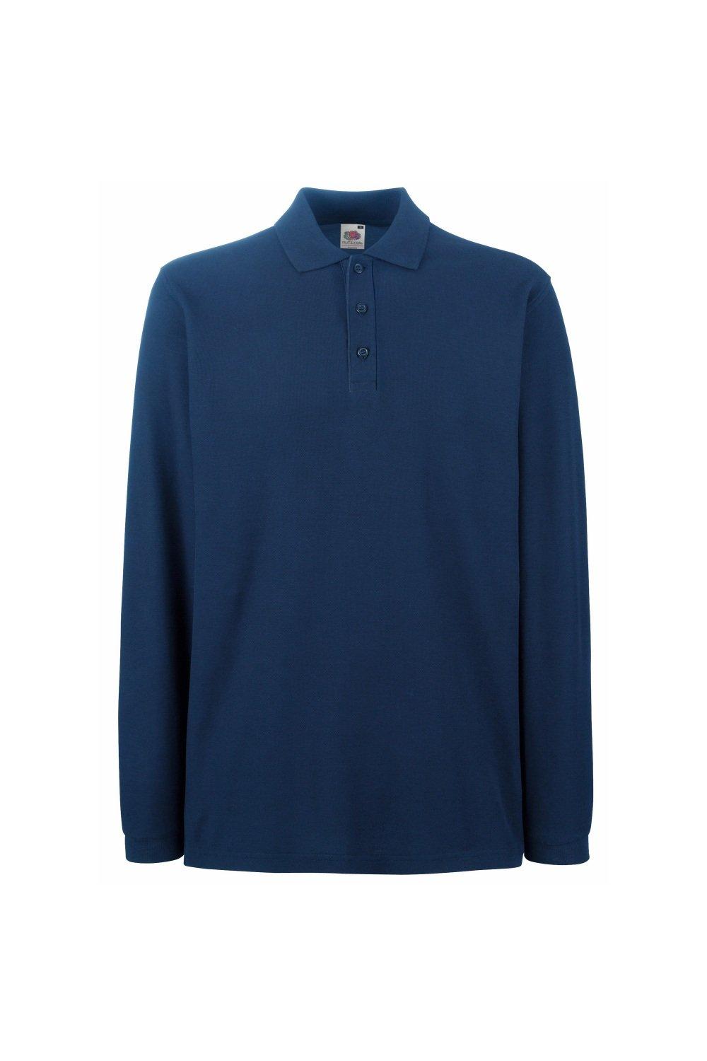 Рубашка поло премиум-класса с длинными рукавами , темно-синий Fruit of the Loom