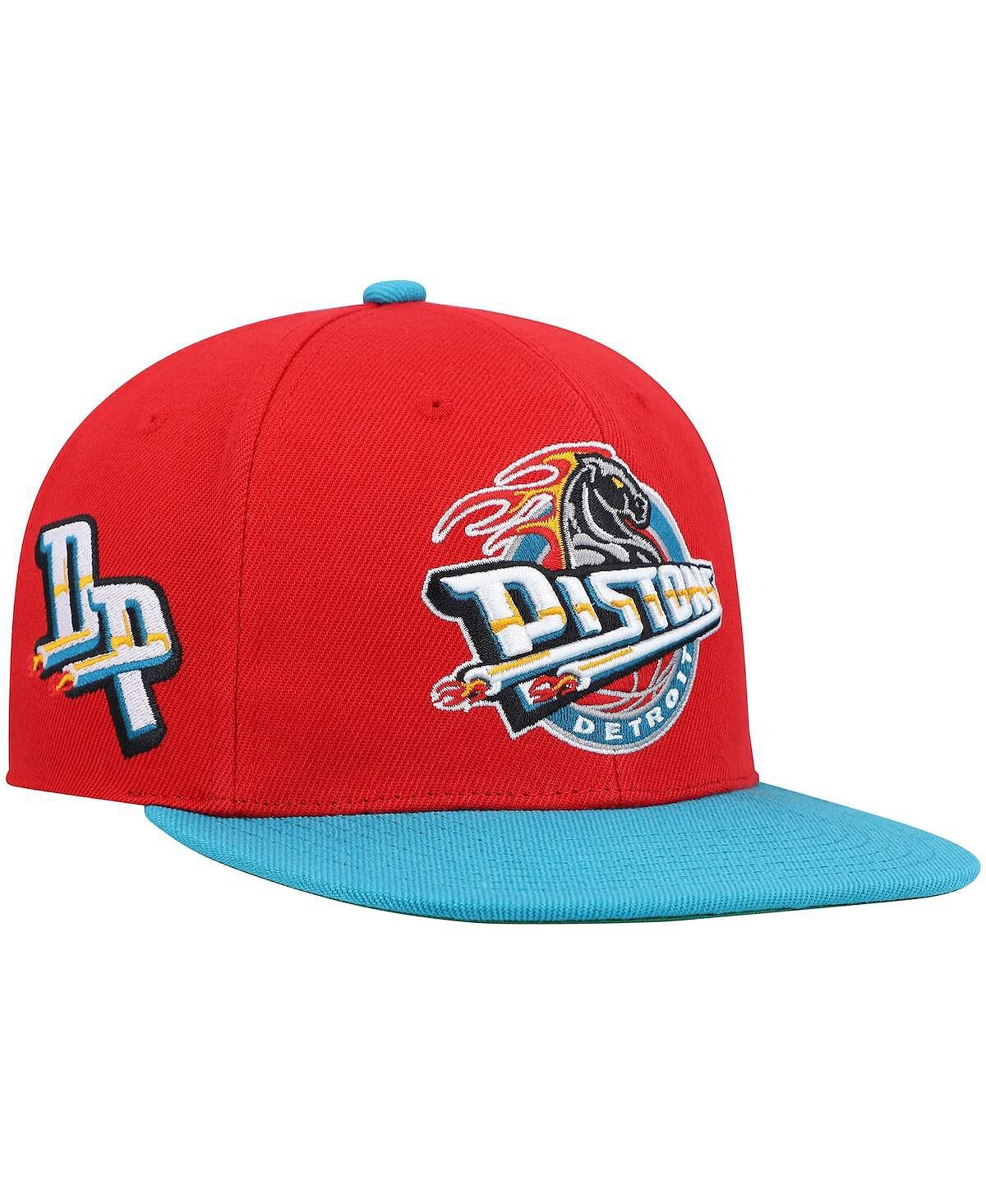 

Мужская красно-бирюзовая кепка Snapback Detroit Pistons Classics из твердой древесины Mitchell & Ness