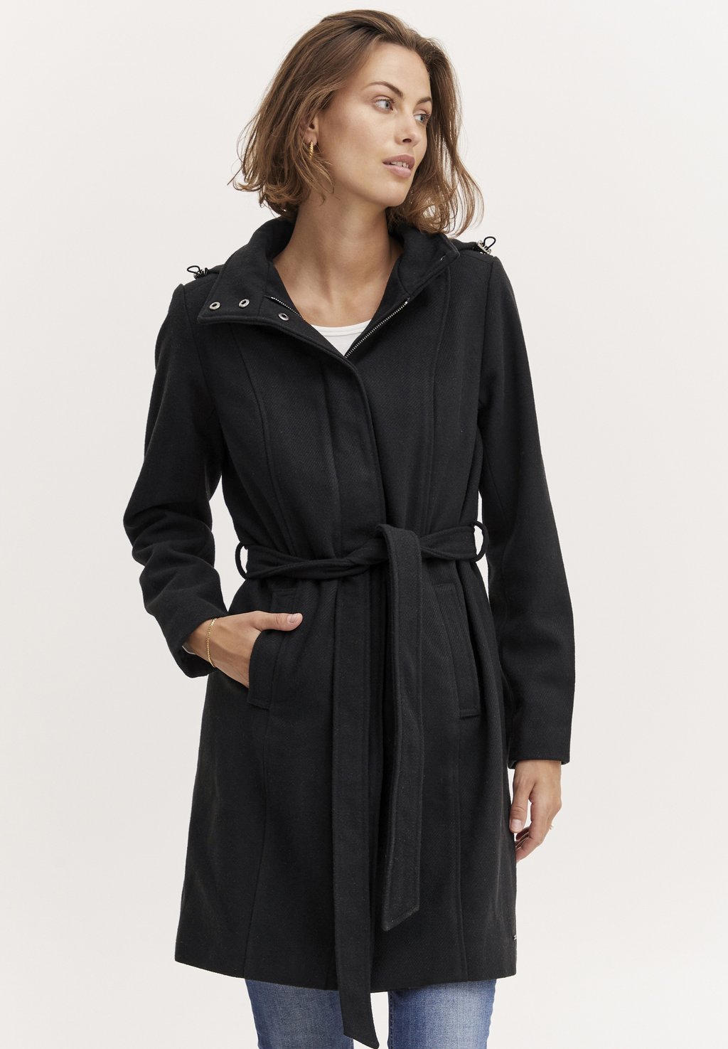 Классическое пальто Fransa, черный классическое пальто fransa темно серый меланж