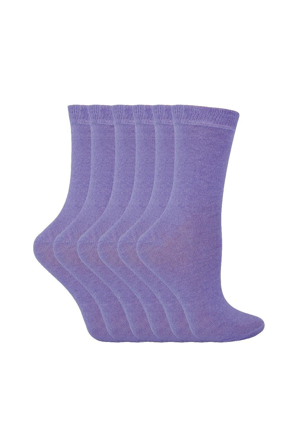 6 пар однотонных повседневных хлопковых носков Sock Snob, фиолетовый