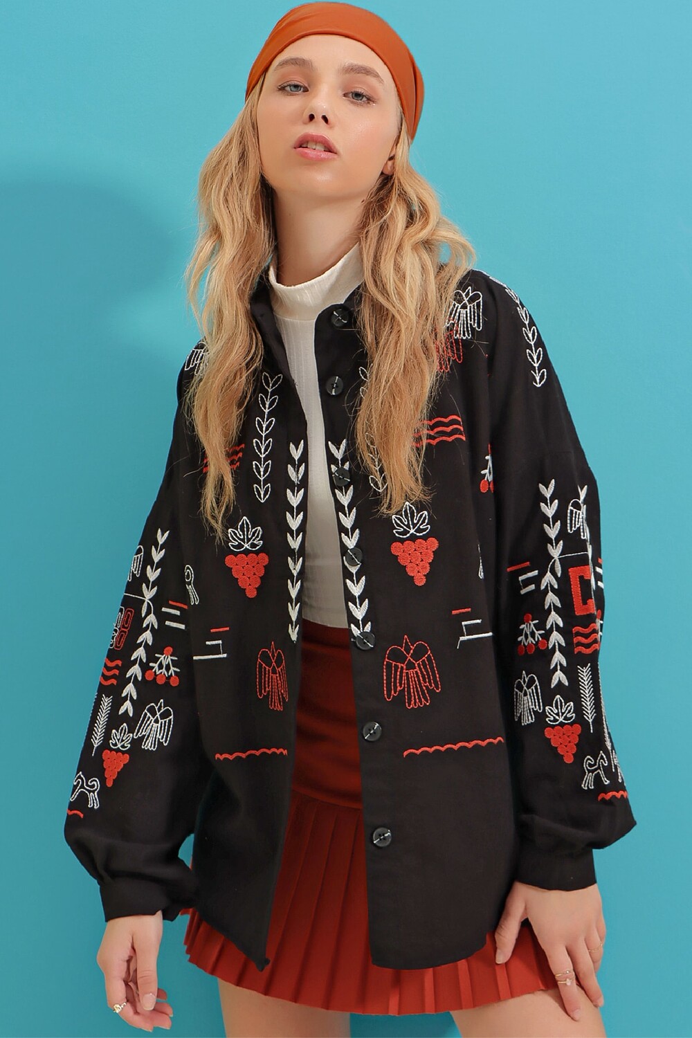 

Рубашка - Черная - Oversize Trend Alaçatı Stili, черный