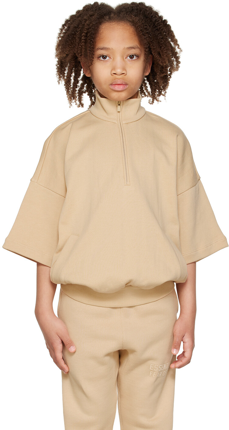 

Детский бежевый свитшот на молнии до половины Fear of God ESSENTIALS