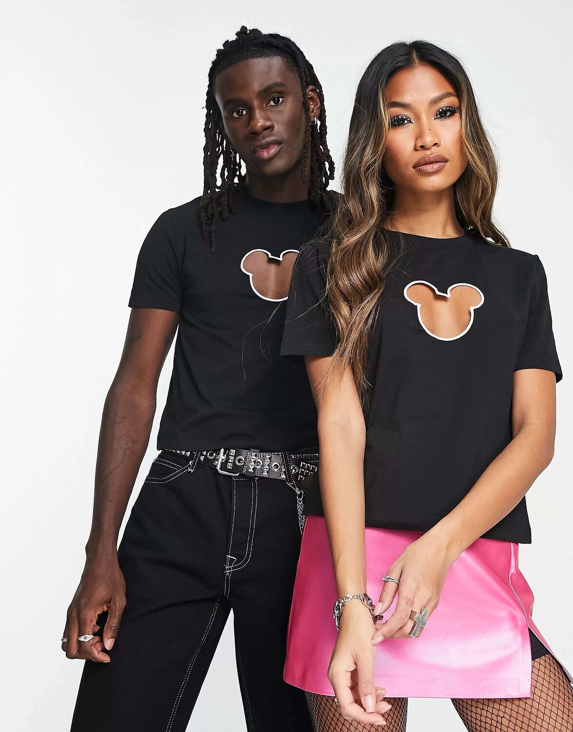 

Черная облегающая футболка унисекс с вырезом ASOS Punk Mickey, Черный
