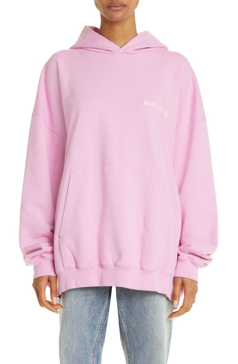 

HoodieTurn Logo Хлопок Графика BALENCIAGA, розовый