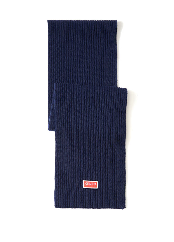Темно-синий мужской шерстяной шарф с логотипом Kenzo полосатый шерстяной шарф kenzo черный