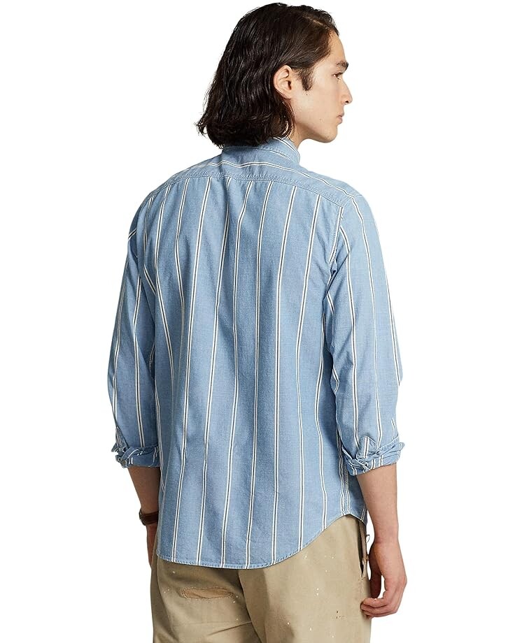 

Рубашка Polo Ralph Lauren Classic Fit Cotton Workshirt, цвет Blue/White