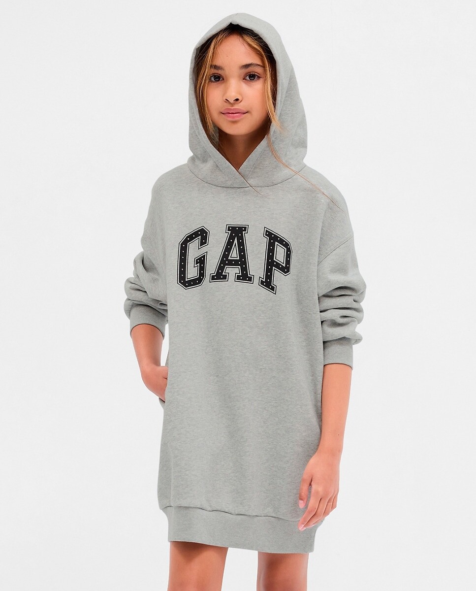 

Платье для девочки с длинными рукавами и капюшоном Gap, серый