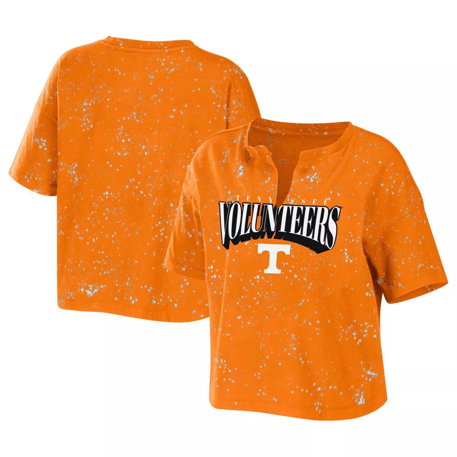 

Женская одежда Erin Andrews Теннесси Оранжевая футболка Tennessee Volunteers Bleach Wash Splatter Notch Neck, Оранжевый