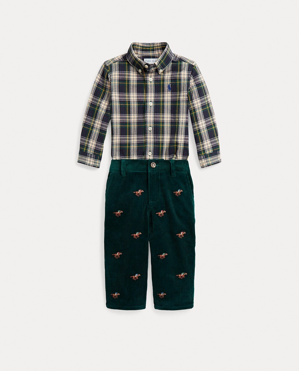 

Комплект для мальчика в хлопковую клетку Polo Ralph Lauren, мультиколор