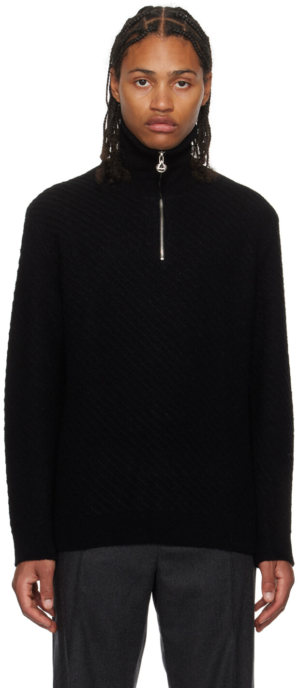 

Черный свитер с молнией до половины Solid Homme