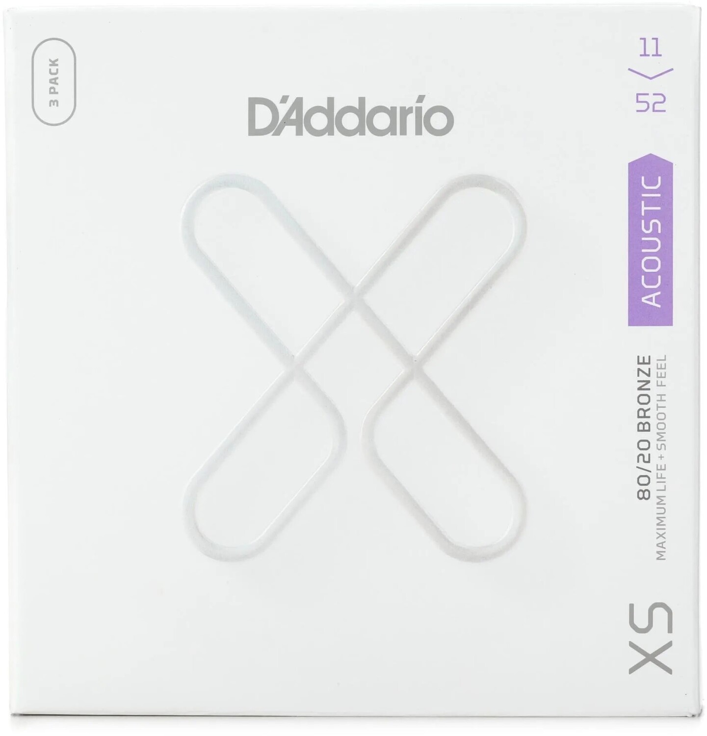 

Струны для акустической гитары D'Addario XSABR1152 XS 80/20, бронзовые — .011-.052, Custom Light (3 шт.)