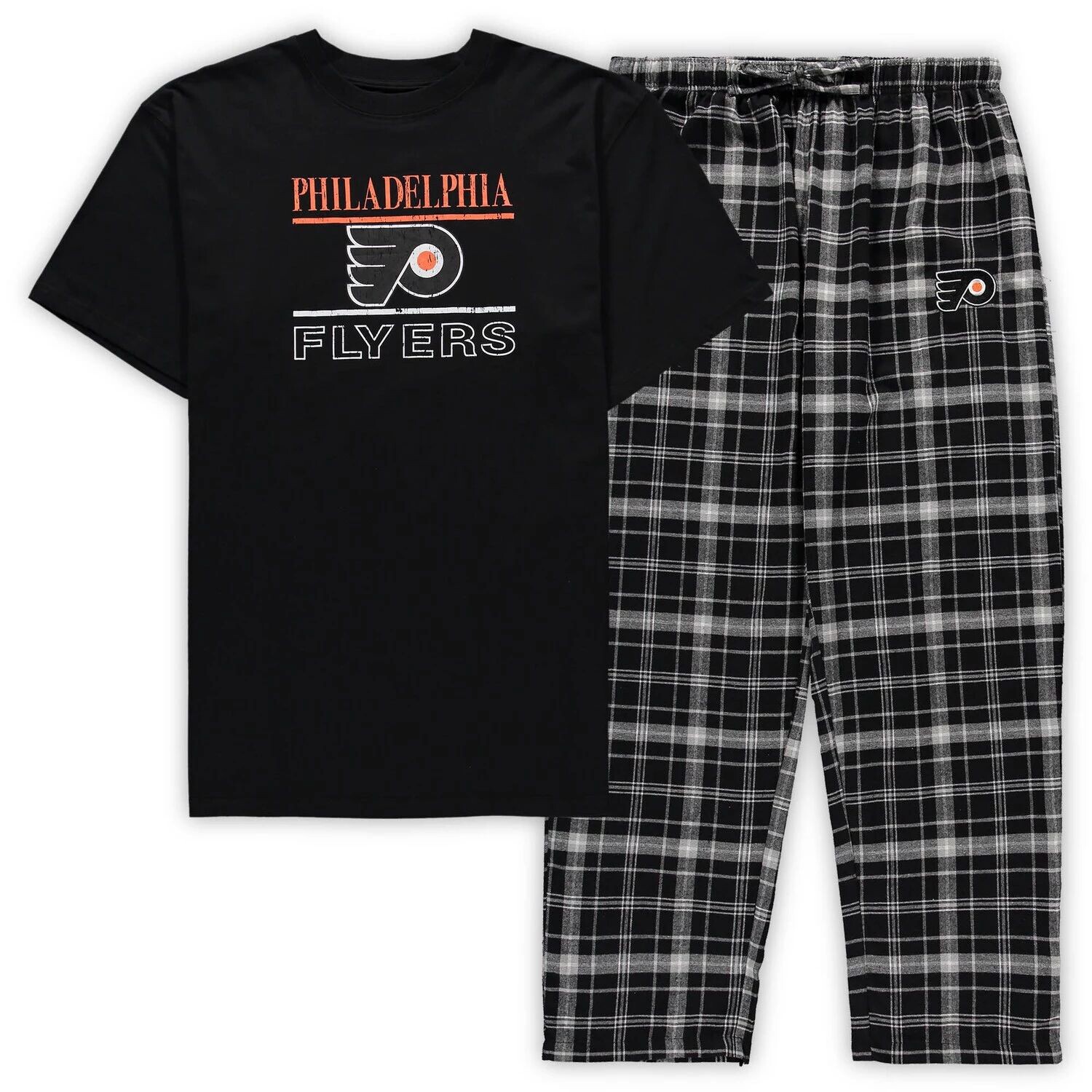 

Мужской комплект для сна с футболкой и брюками Concepts Sport Black Philadelphia Flyers Big & Tall Lodge