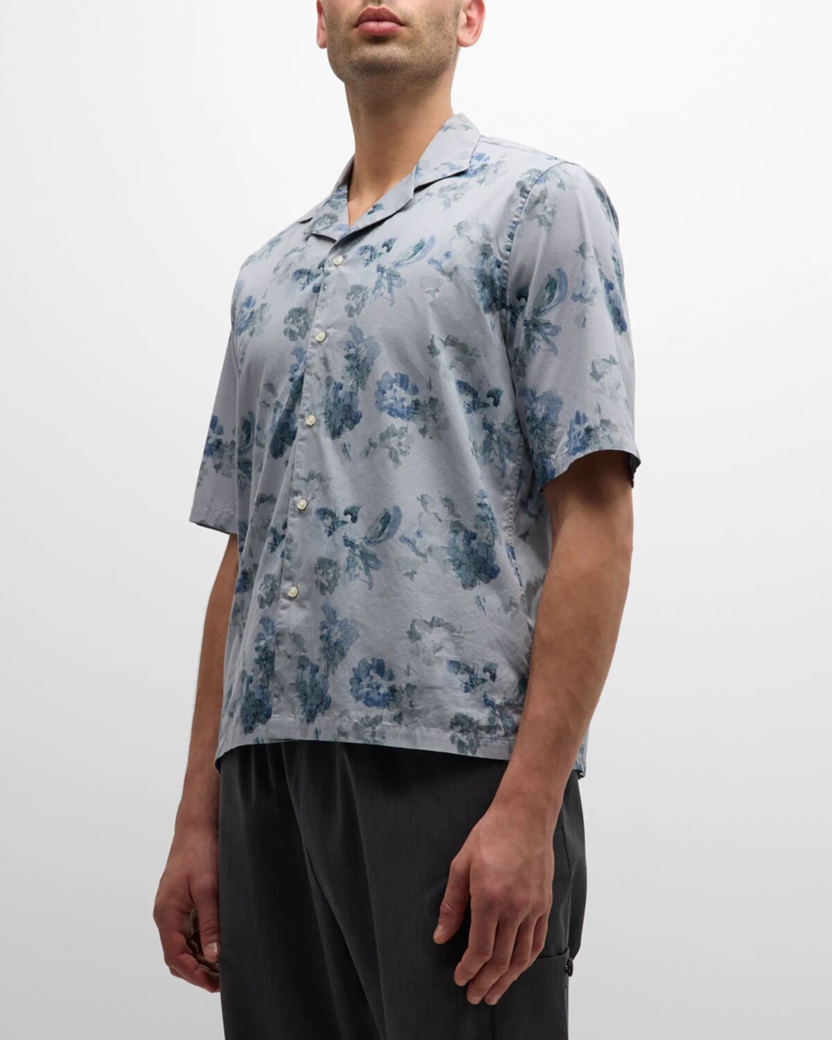 

Мужская рубашка Eren Camp с цветочным принтом Officine Generale, цвет Light Blue/Grey