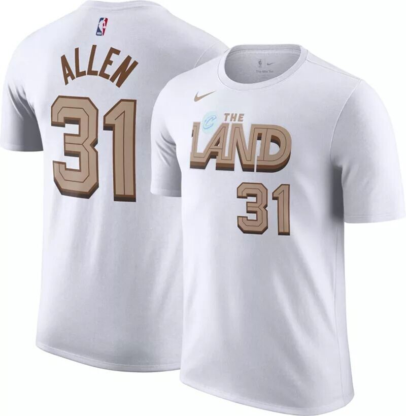 

Мужская белая хлопковая футболка Nike City Edition Cleveland Cavaliers Jarrett Allen #31 2022-23