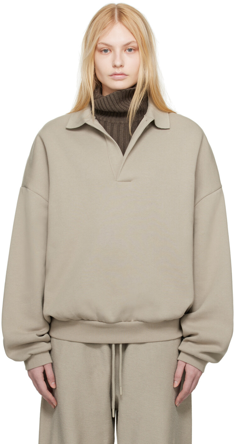 

Серая рубашка-поло с длинным рукавом Fear Of God Essentials