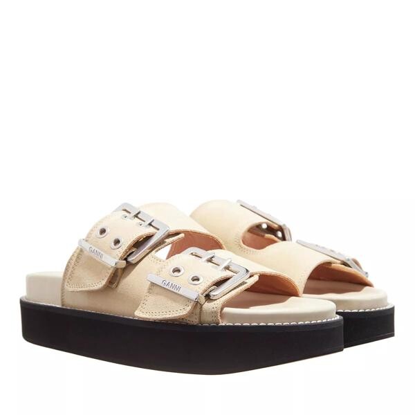 

Сандалии wide welt chunky buckle flat sandal suede pale Ganni, бежевый