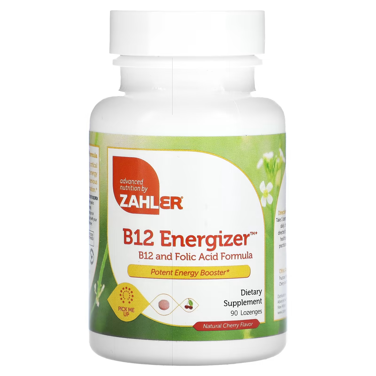 Витамин B12 и фолиевая кислота Zahler B12 Energizer с натуральным вишневым вкусом, 90 пастилок zahler core greens улучшенный суперфуд на растительной основе 240 капсул
