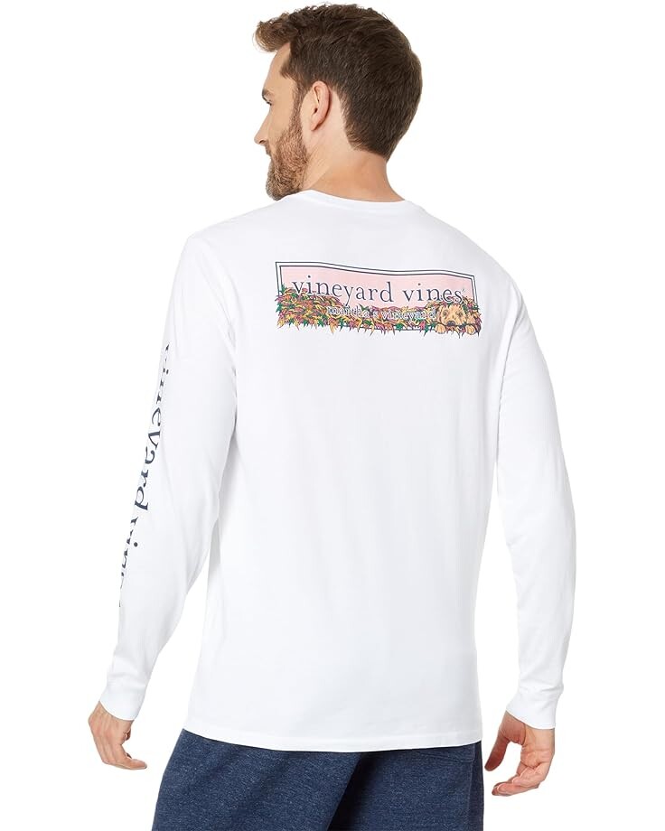 

Футболка с длинным рукавом Vineyard Vines Puppy Leaf Pile Logo Long Sleeve Tee, цвет White Cap