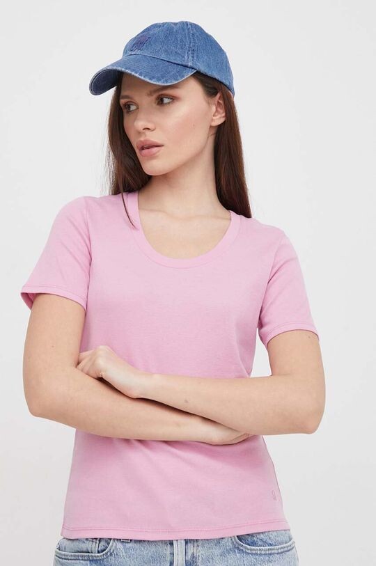 

Хлопковая футболка United Colors of Benetton, розовый