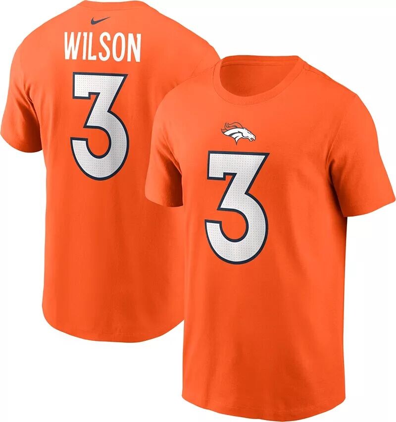 

Мужская оранжевая футболка Nike Denver Broncos Russell Wilson #3