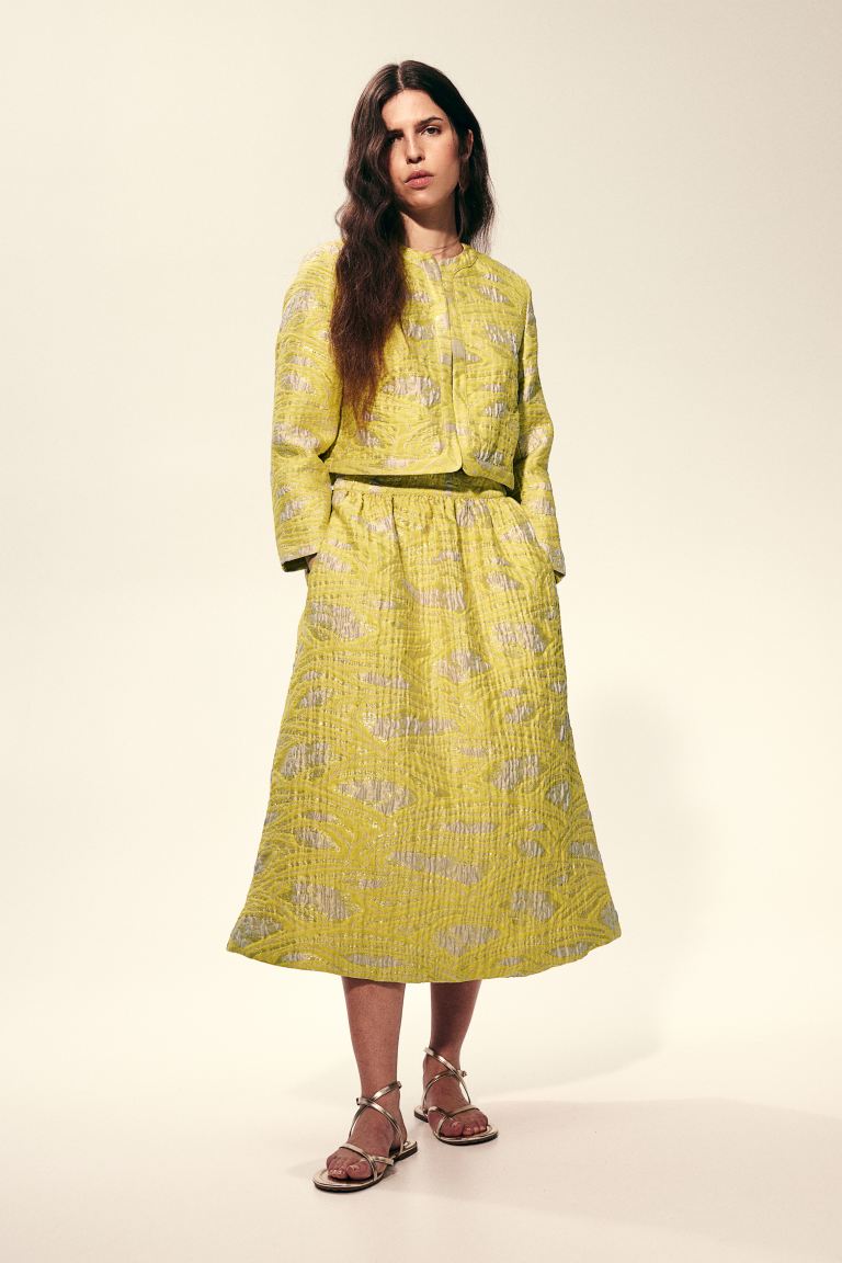 Объемная юбка из парчи H&M, желтый юбка reserved с удлинением 40 размер
