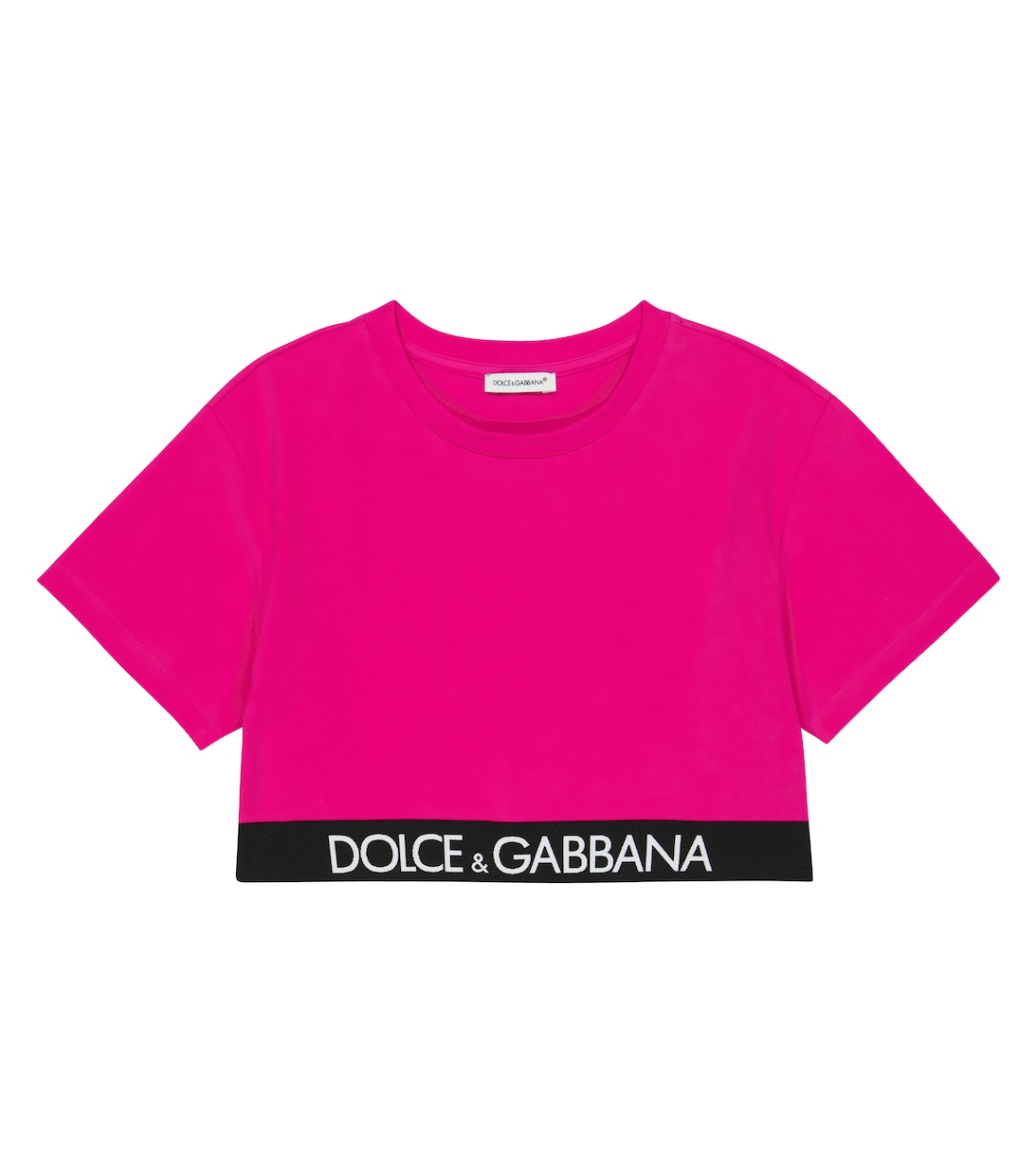 Футболка из смесового хлопка с логотипом Dolce&Gabbana, розовый