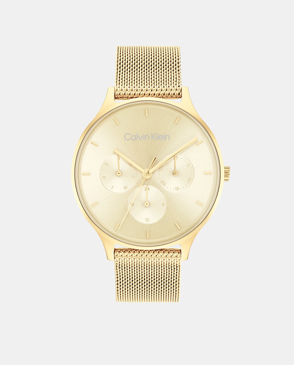 Многофункциональные женские часы Timeless 25200103 с золотой стальной сеткой Calvin Klein, золотой браслет с амазонитом и белым агатом