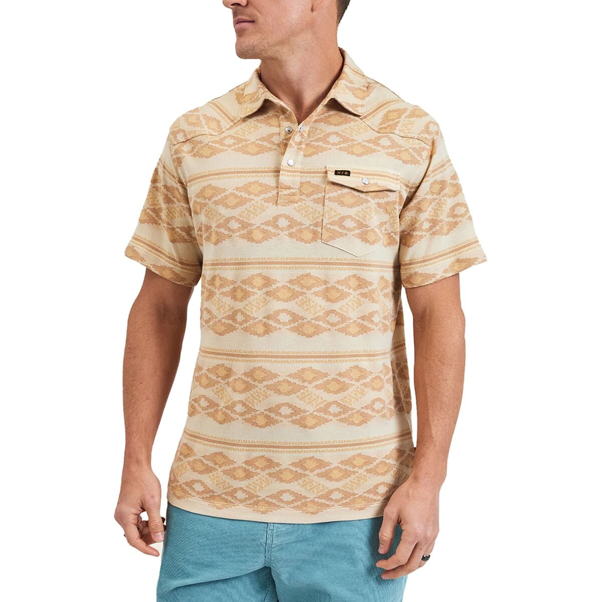 Жаккардовая рубашка-поло ranchero Howler Brothers, цвет taki jacquard/brown rice рубашка поло coolpodarok из хз делаю тз