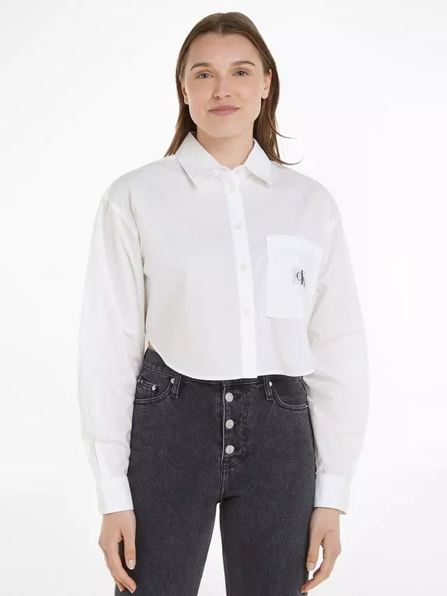 

Рубашка Calvin Klein Woven Label Crop, цвет bright white