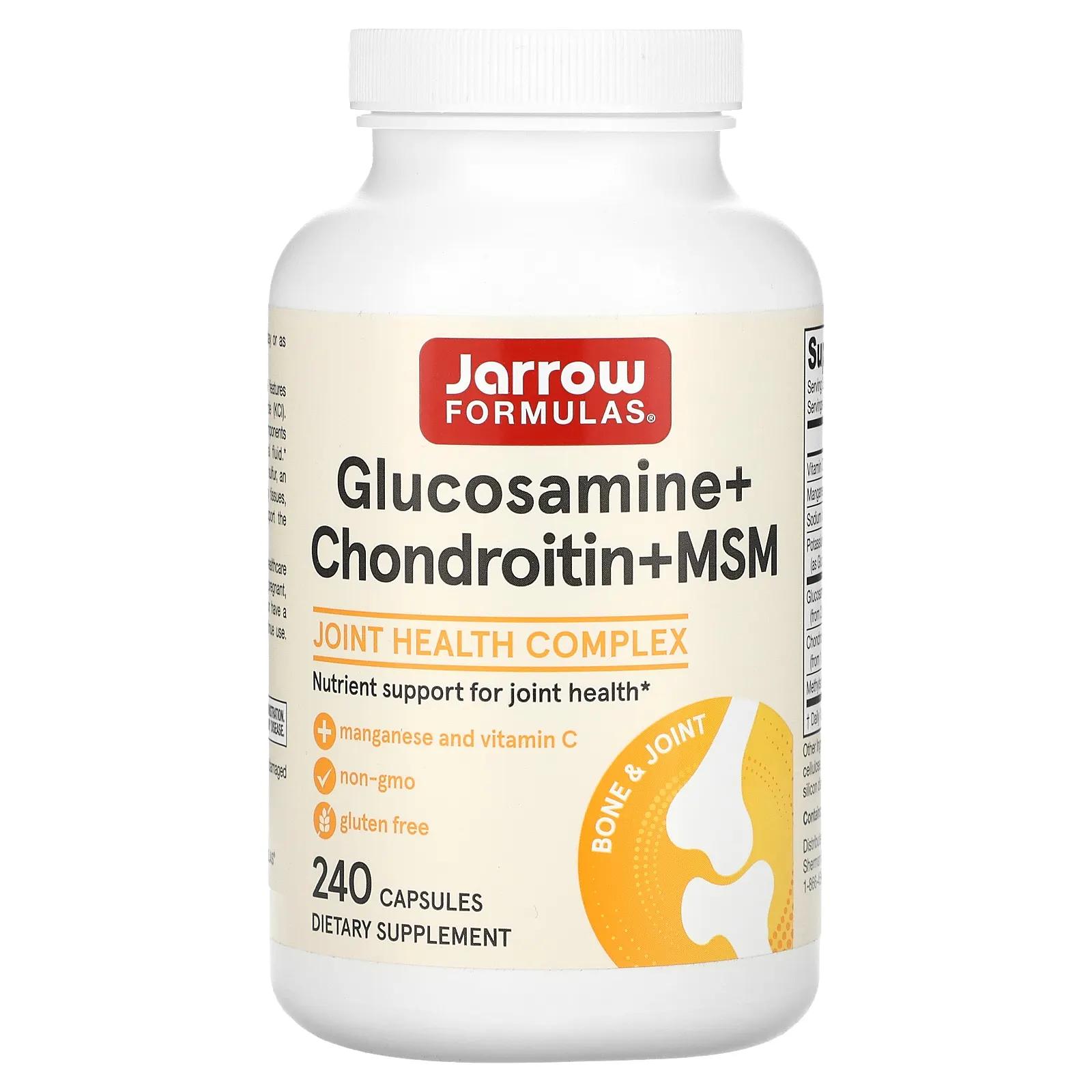 Jarrow Formulas Глюкозамин + Хондротин + МСМ (Метилсульфонилметан) 240 капсул jarrow formulas глюкозамин хондроитин 240 капсул