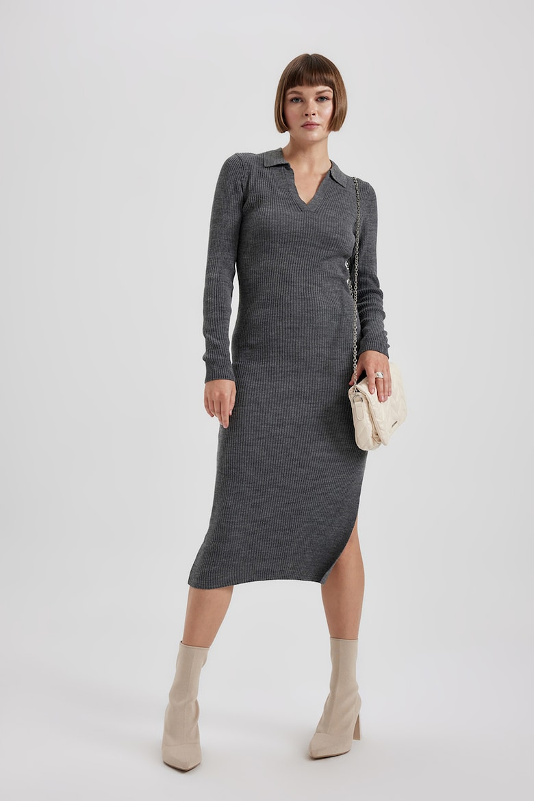 Облегающее платье с разрезами по бокам Defacto, серый