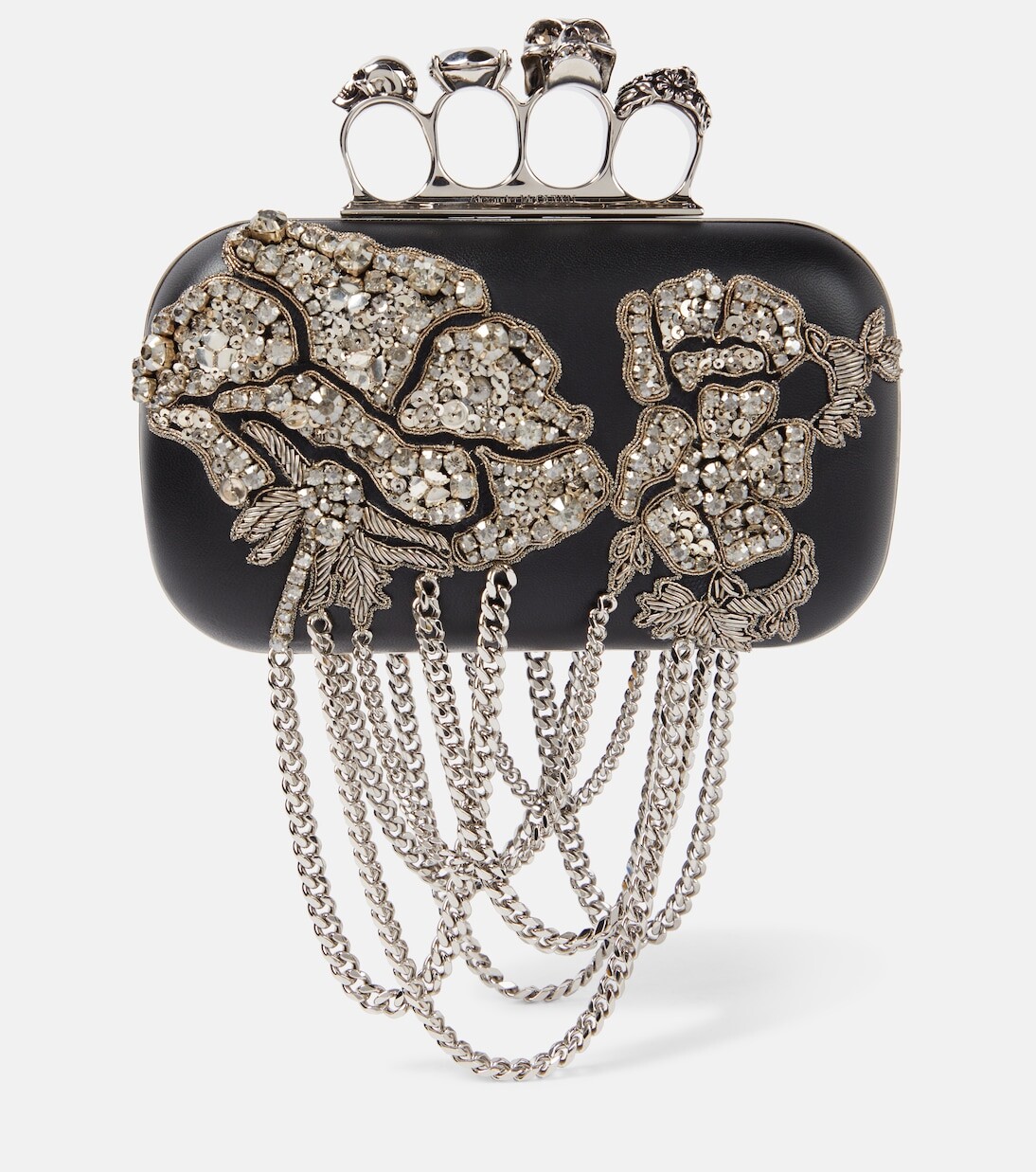 

Маленький кожаный клатч с украшением knuckle Alexander Mcqueen, черный
