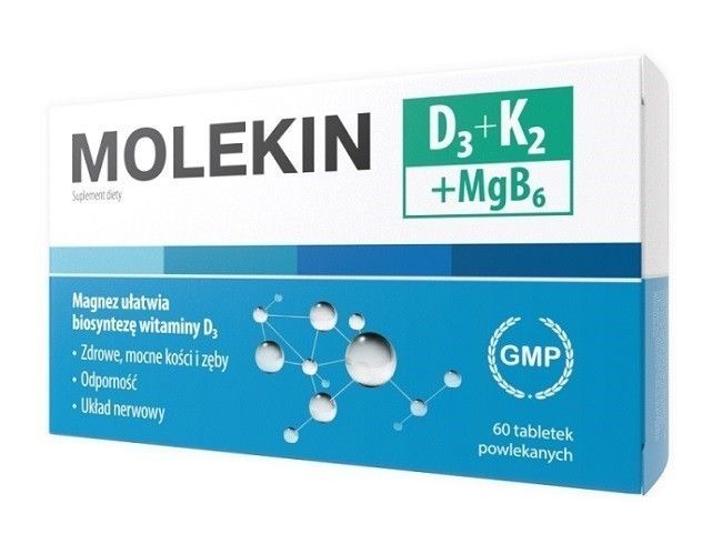 Препарат для укрепления костей Molekin D3+K2+Mg, 60 шт