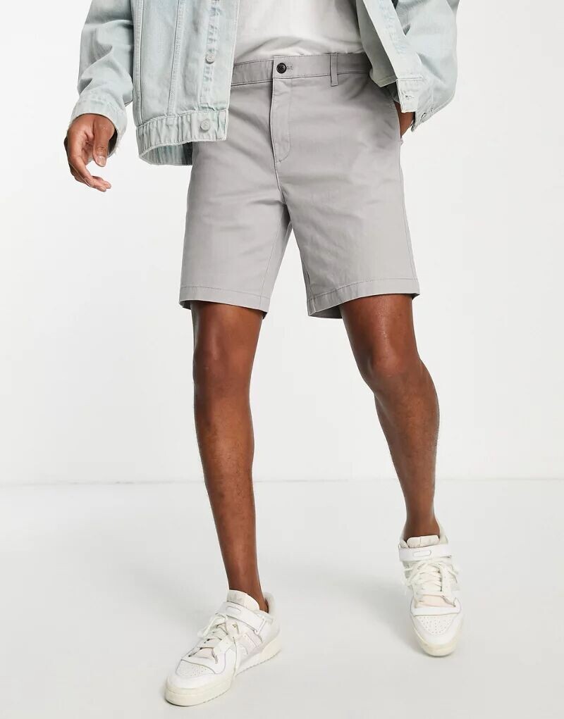 

Светло-серые шорты чинос узкого кроя Topman