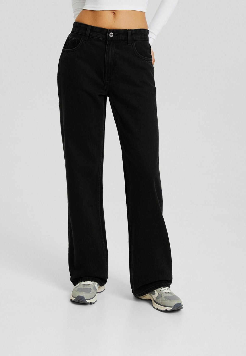 

Мешковатые джинсы Wide-Leg Bershka, черный