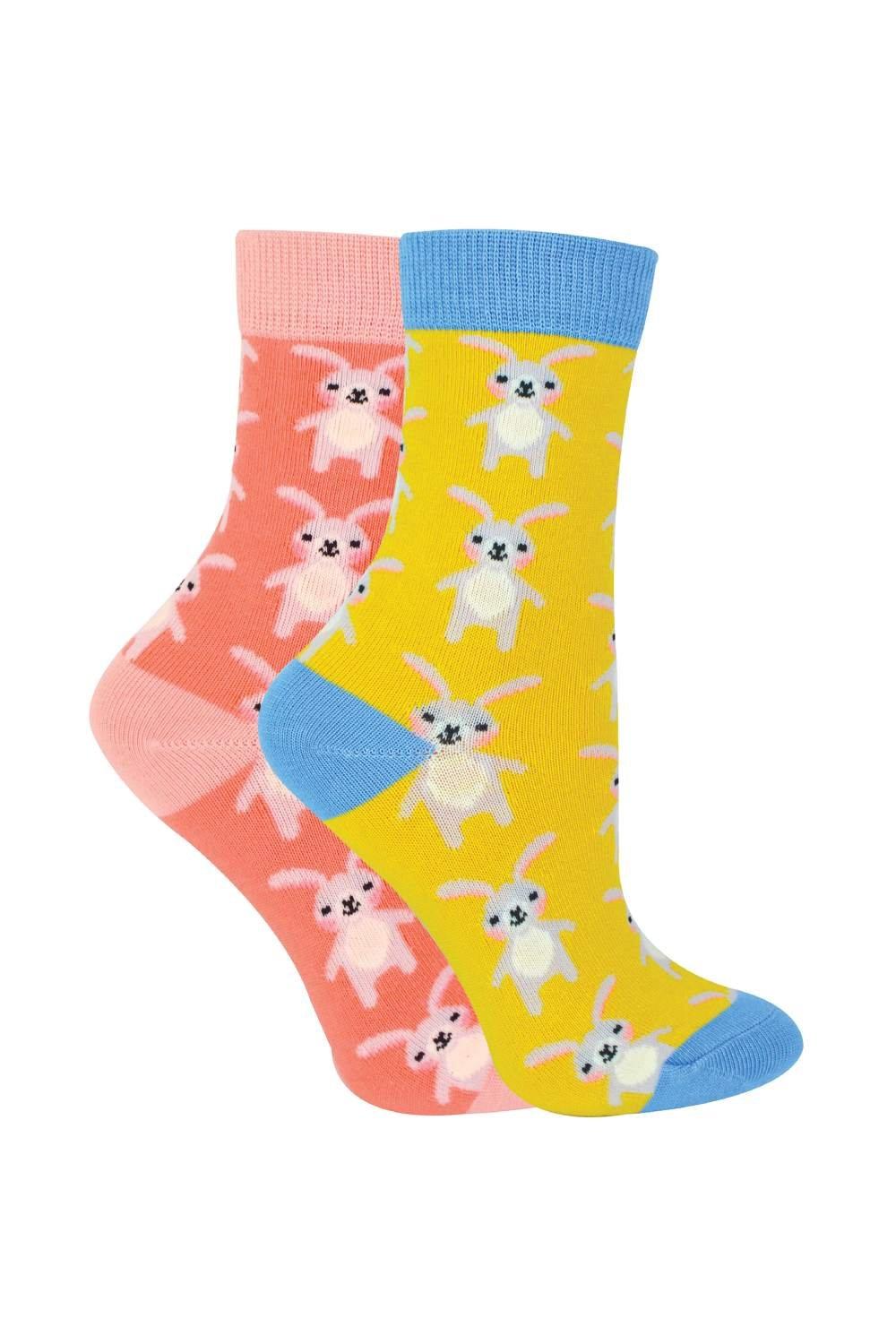 Комплект из 2 носков с животными | Бамбуковые носки с необычным узором Miss Sparrow, желтый фото