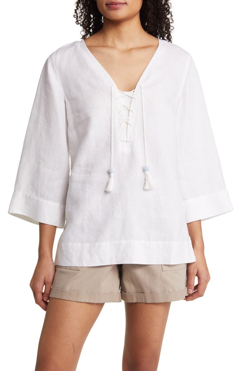 

Льняная туника на шнуровке Costalina TOMMY BAHAMA, белый