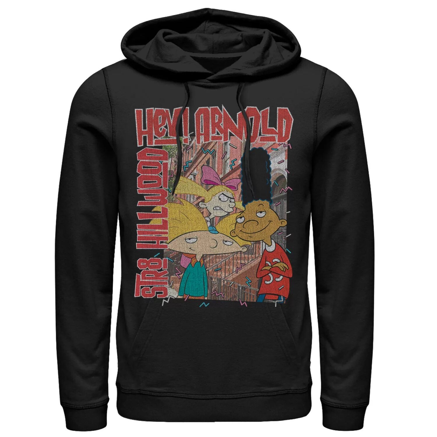 

Мужская толстовка с цветным плакатом Nickeloden Hey Arnold Hillwood, Black Licensed Character, черный