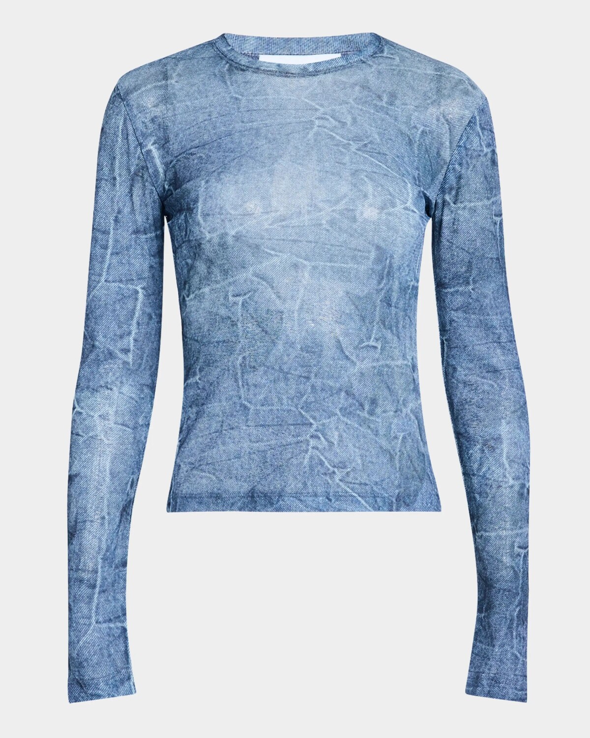

Сетчатый топ с длинными рукавами Marl Ganni, цвет Denim