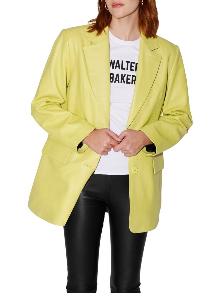 

Кожаный пиджак оверсайз Kira Walter Baker, цвет Key Lime