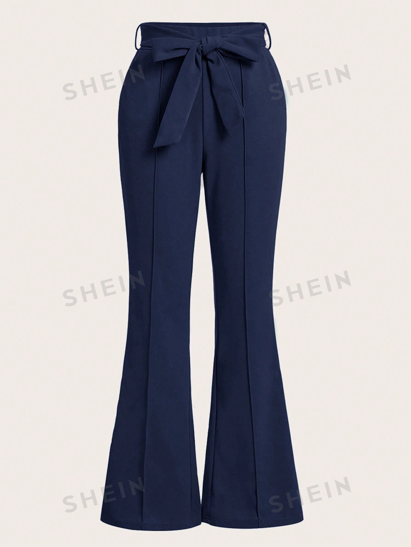 SHEIN Clasi Женские брюки однотонного цвета с расклешенным низом, темно-синий