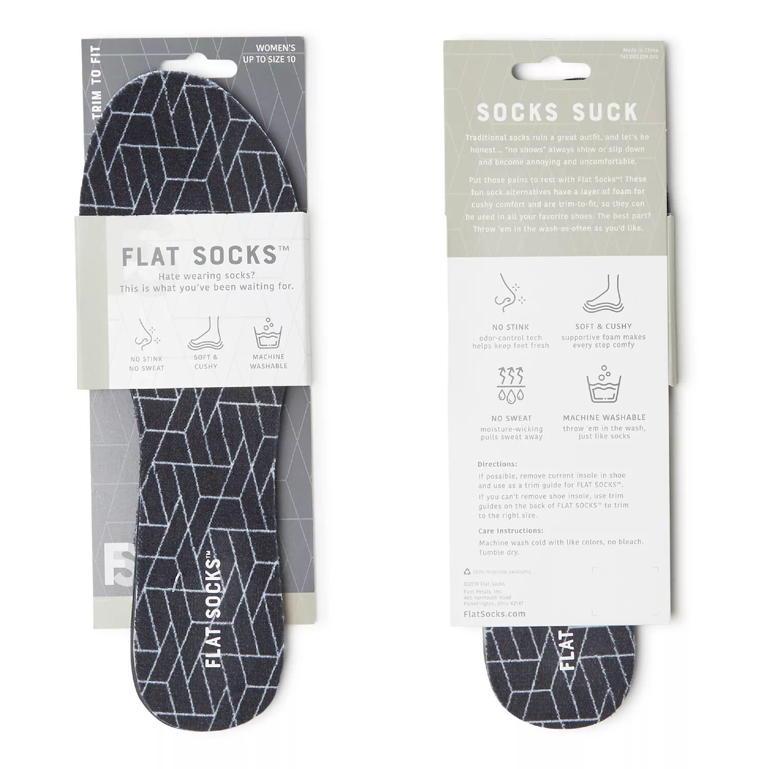 

Носки на плоской подошве с геометрическим узором (2 шт.) Flat Socks