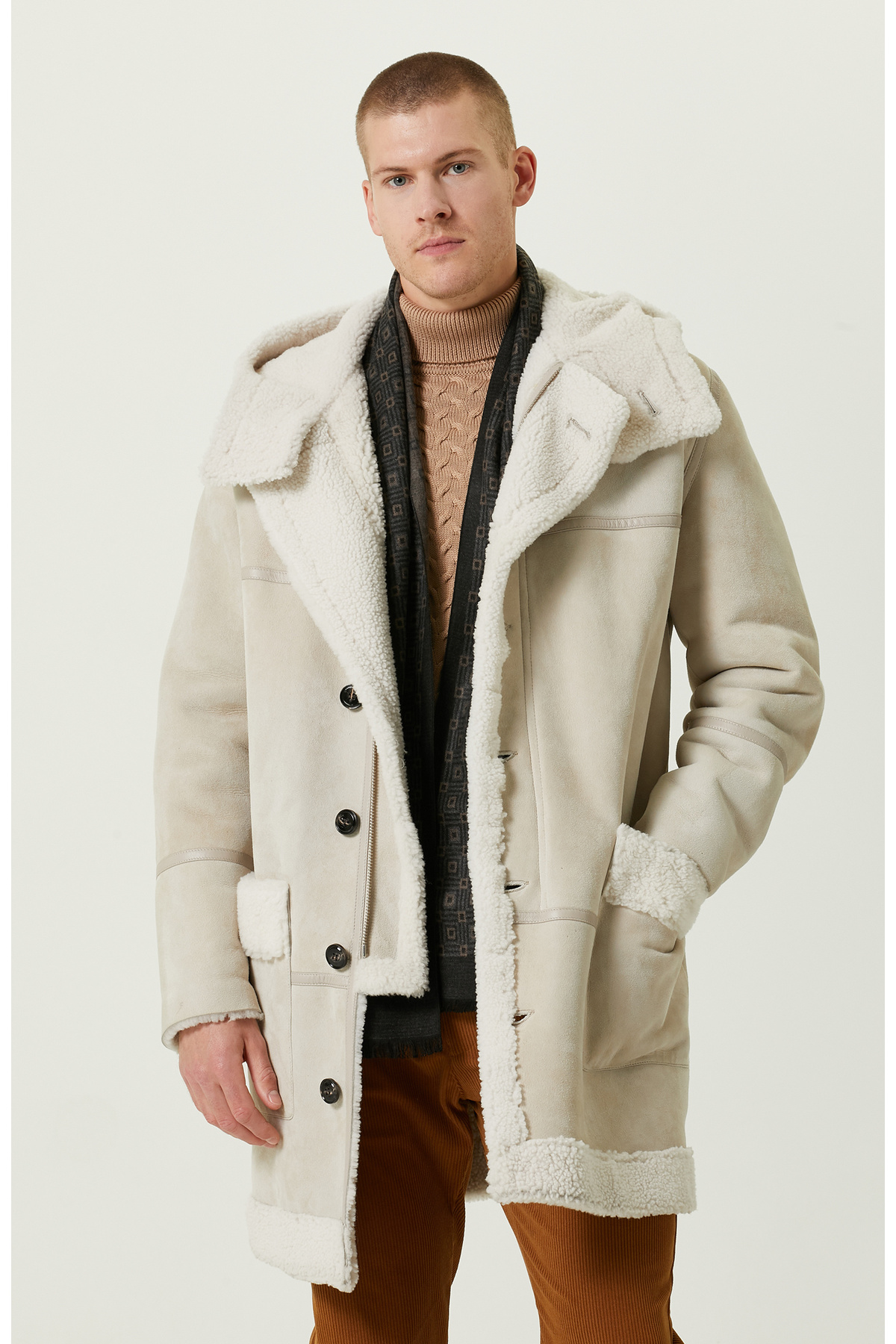 Замшевое кожаное пальто Limited Stone Color Network, серый