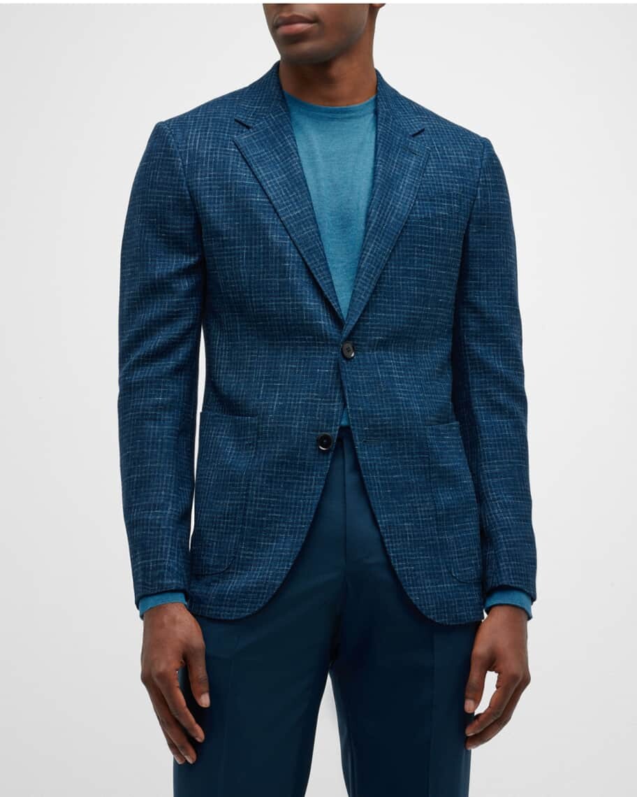 

Мужское спортивное пальто из смесовой шерсти в клетку ZEGNA, Черный
