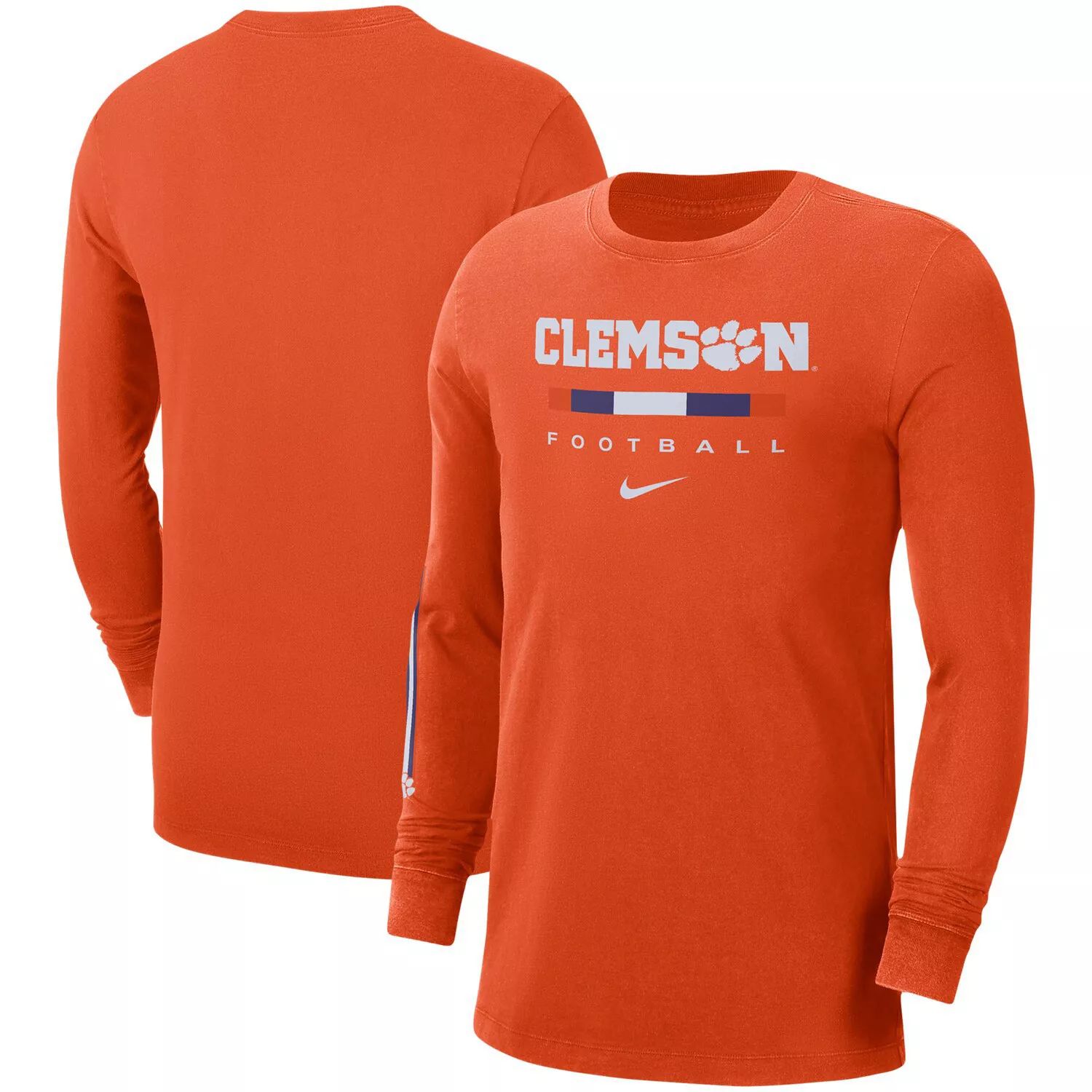 Мужская оранжевая футболка с длинным рукавом Clemson Tigers Word Nike