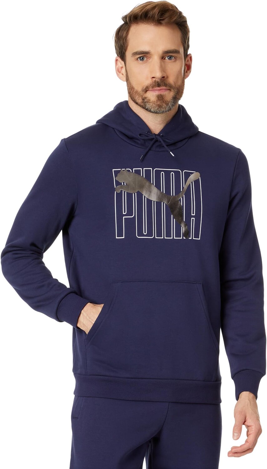 

Пуловер с капюшоном Essentials+ Logo Lab Holiday PUMA, цвет PUMA Navy